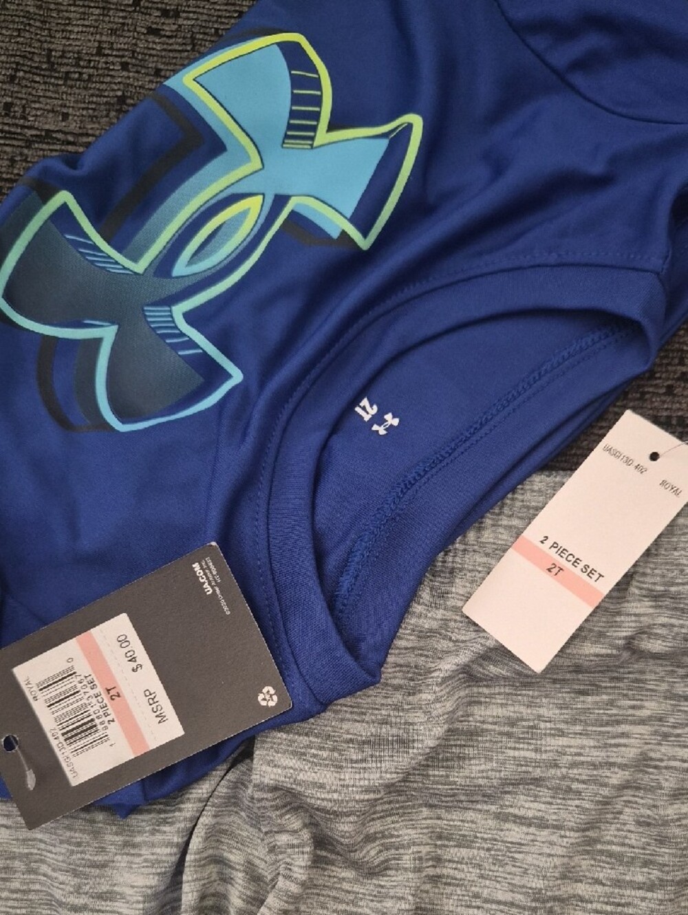 Under Armour Blue Tee with Gray Shorts Kids Active Set - Picture 4 of 4